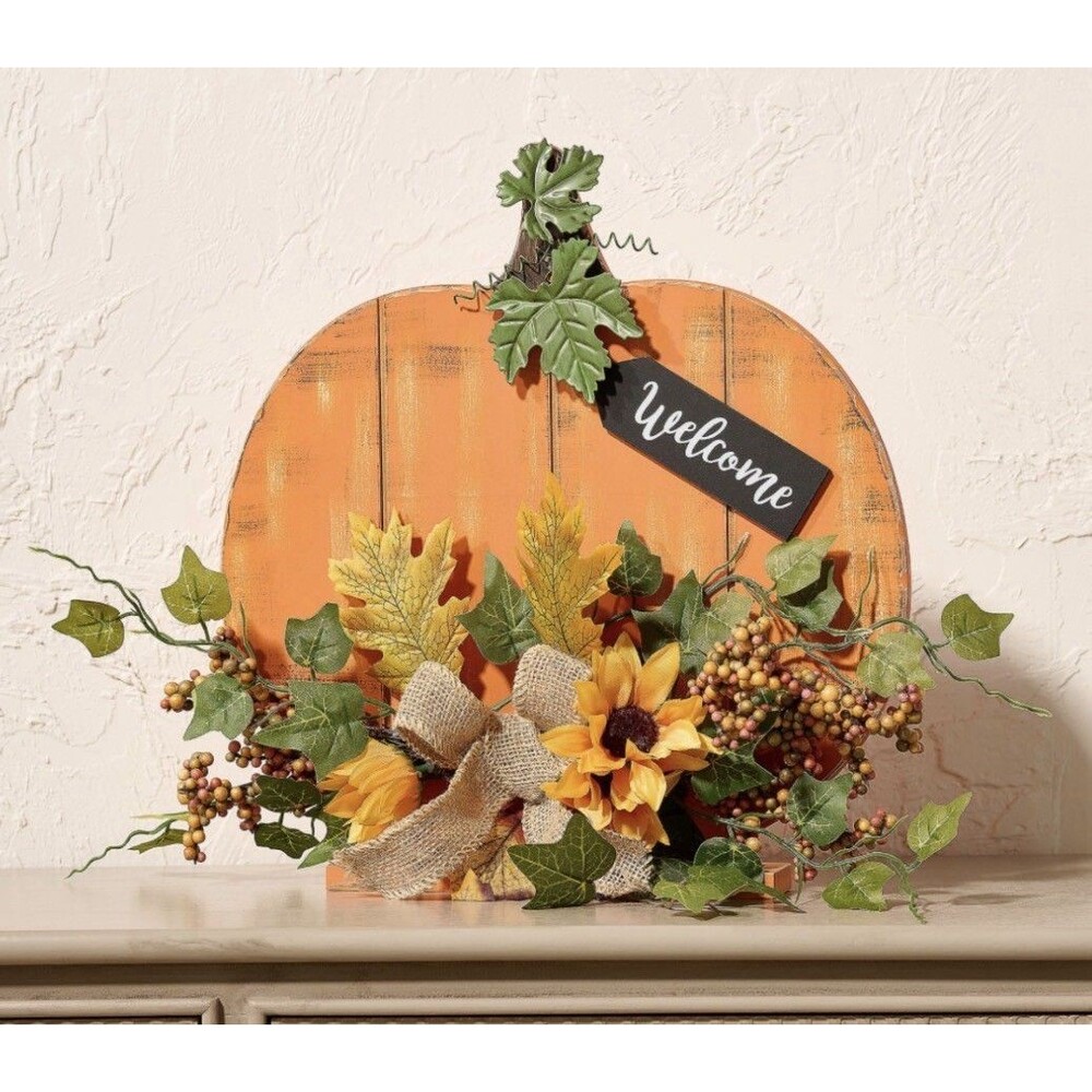Harvest Welcome Sign with Sunflowers and Ivy by Valerie